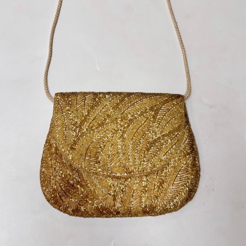 VINTAGE GOLD BEADED 1920S STYLE CLUTCH